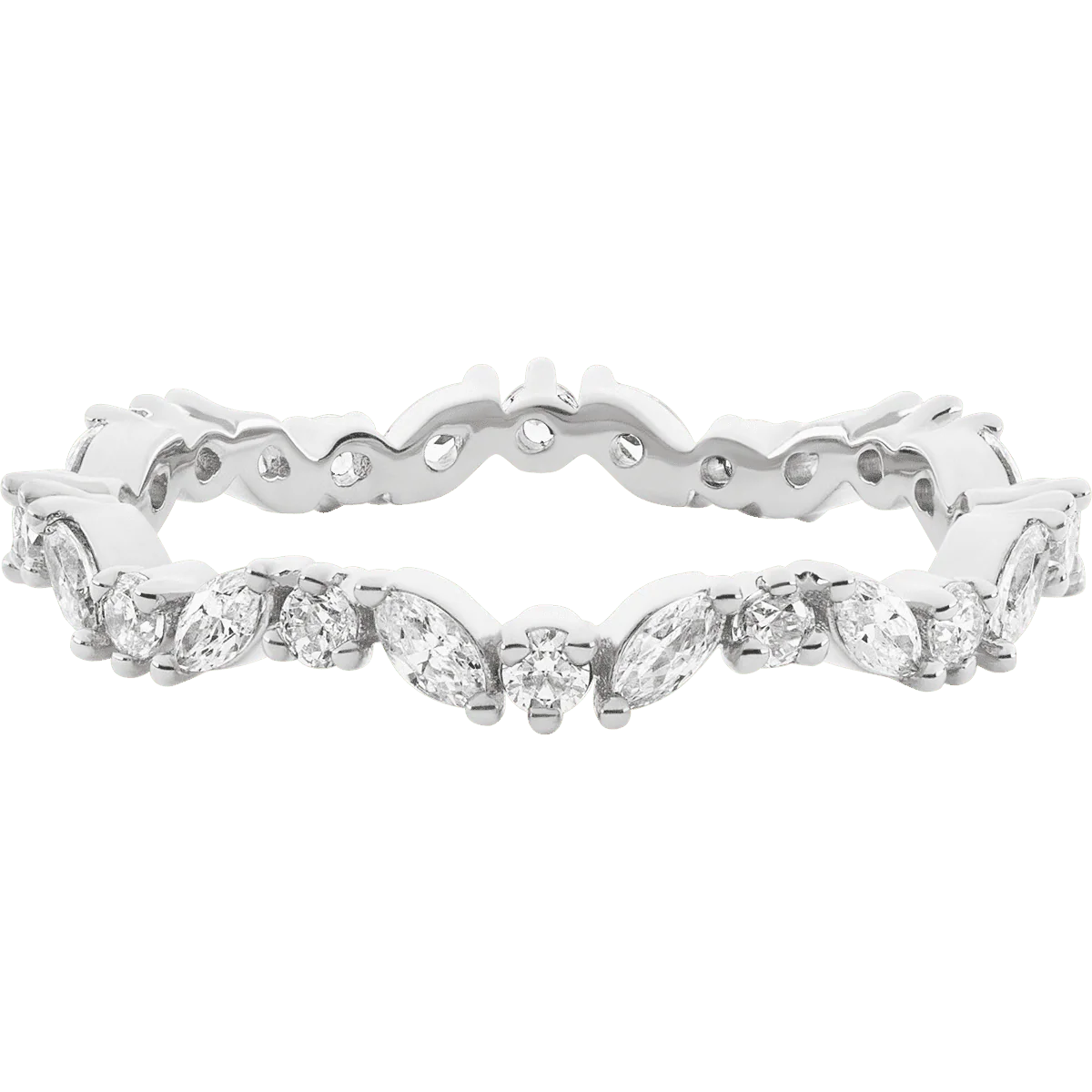 10K White Gold band with 14 Round and 14 Marquise Lab Grown Diamond having TCW-.63 - Image 2