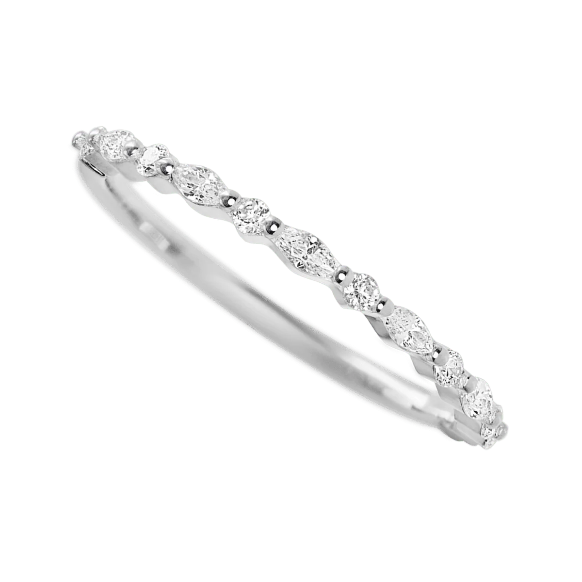 10K White Gold band with 7 Round and 6 Marquise Lab Grown Diamond having TCW-.28 - Image 3