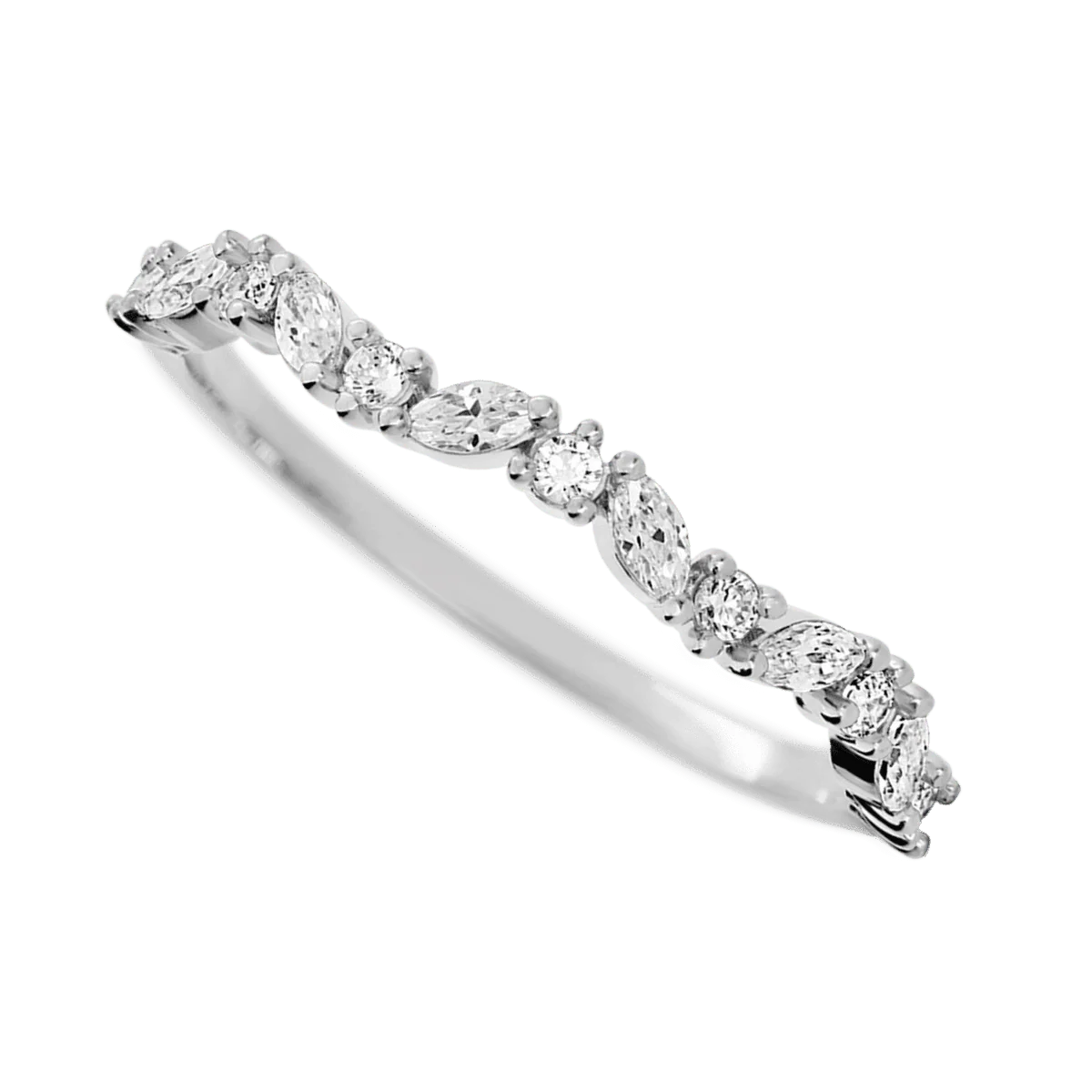 10K White Gold band with 8 Round and 7 Marquise Lab Grown Diamond having TCW-.33 - Image 3