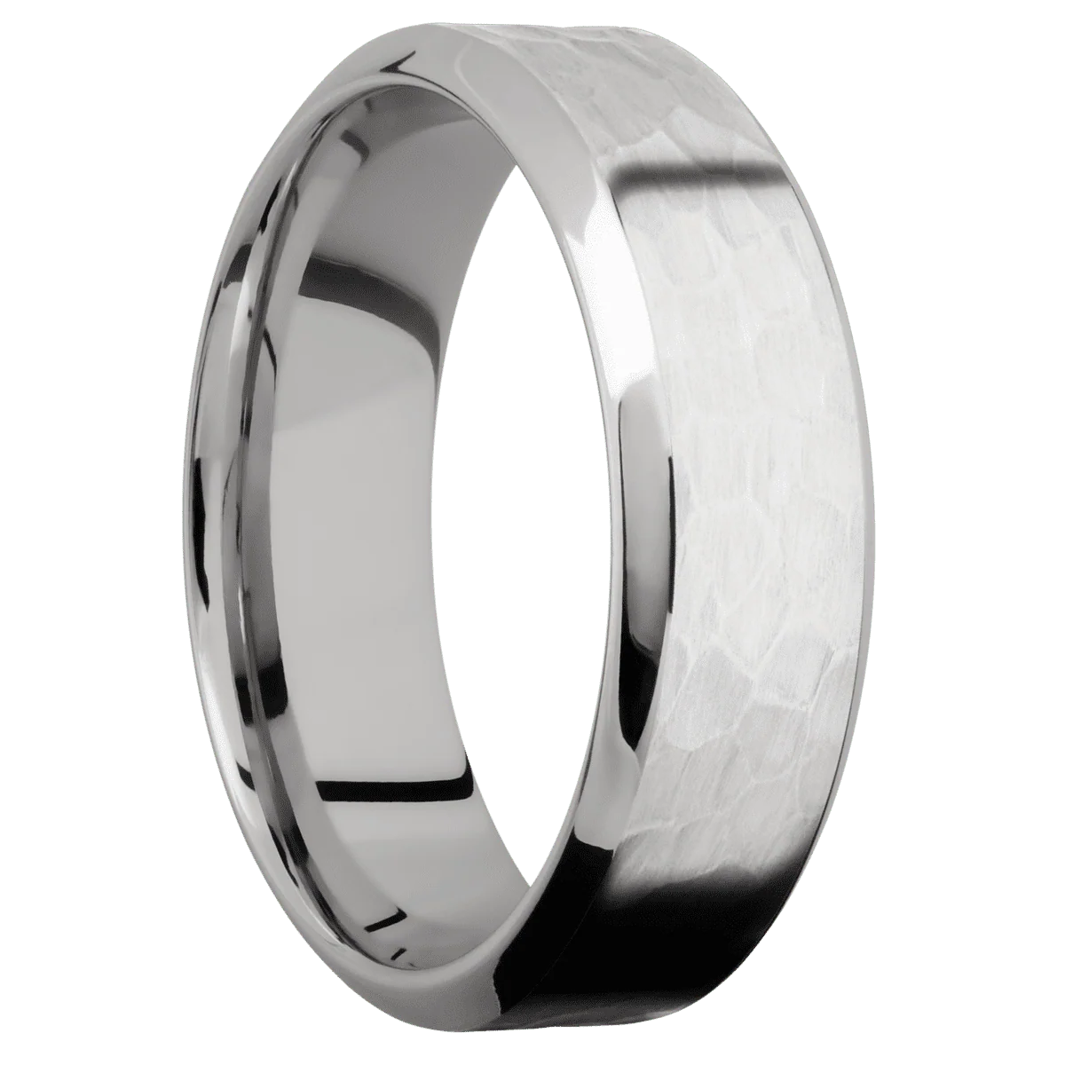 10K White Gold + Hammer , Polish Finish