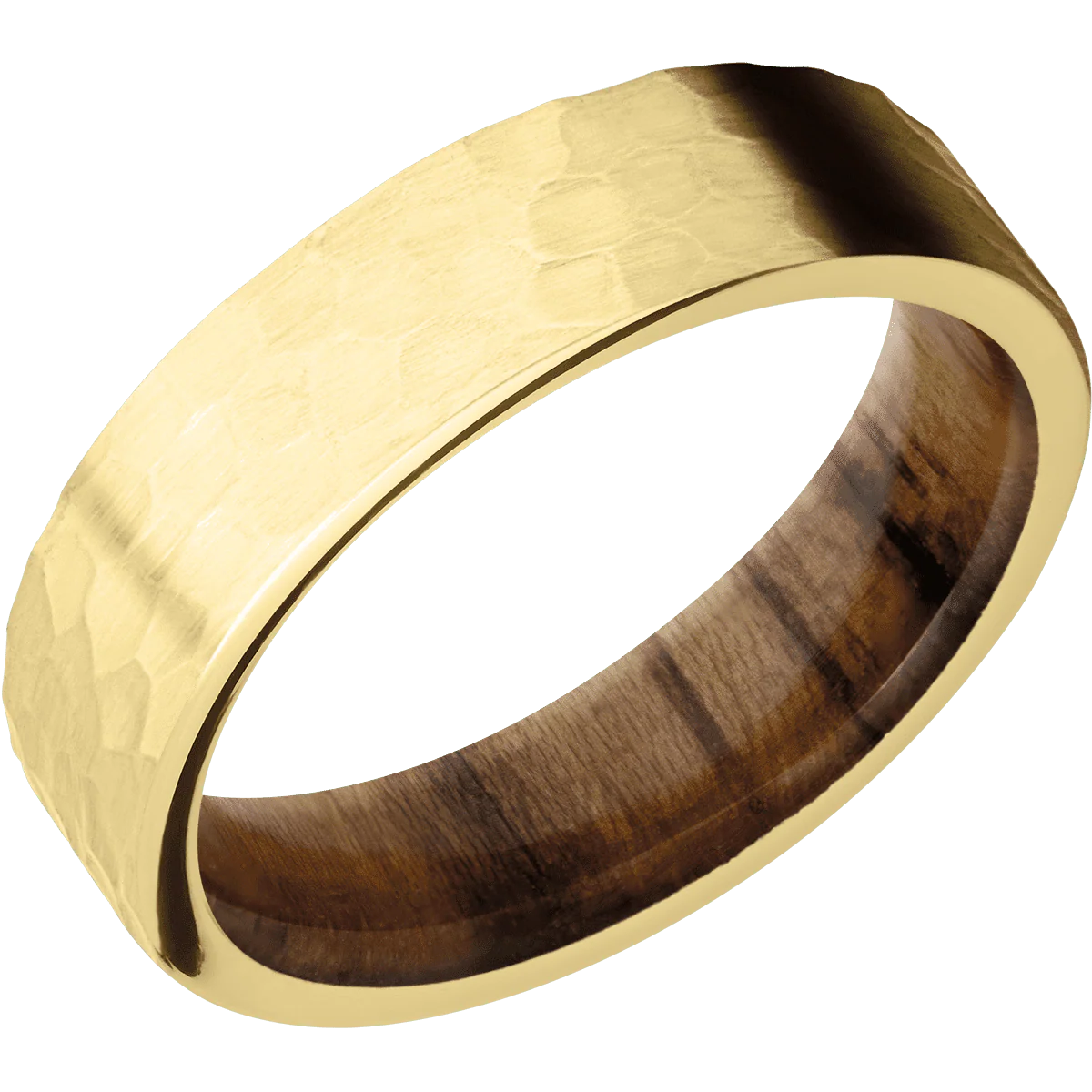 10K Yellow Gold + Hammer Finish + Teak - Image 2