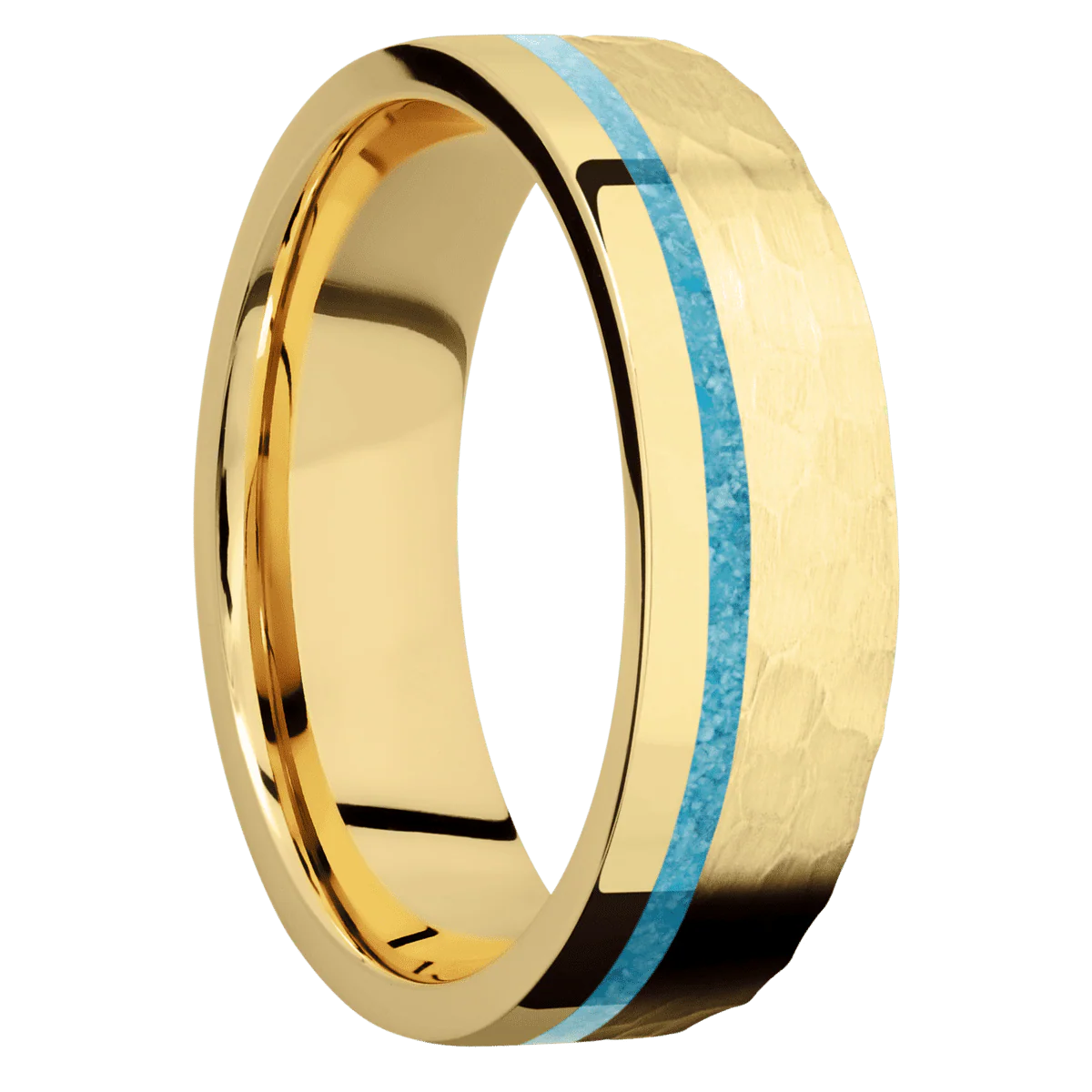 10K Yellow Gold + Hammer , Polish Finish