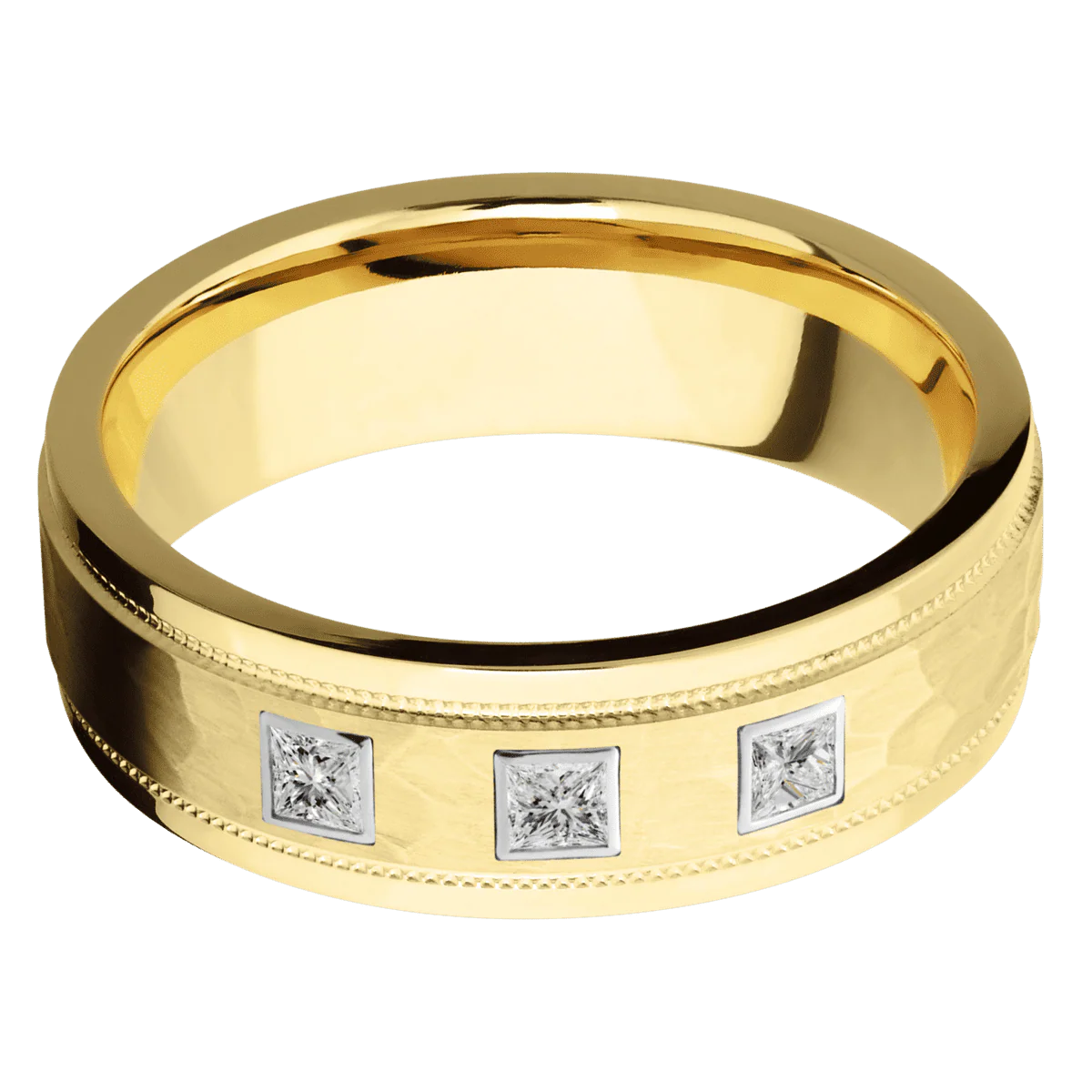 10K Yellow Gold + Hammer , Polish Finish - Image 3