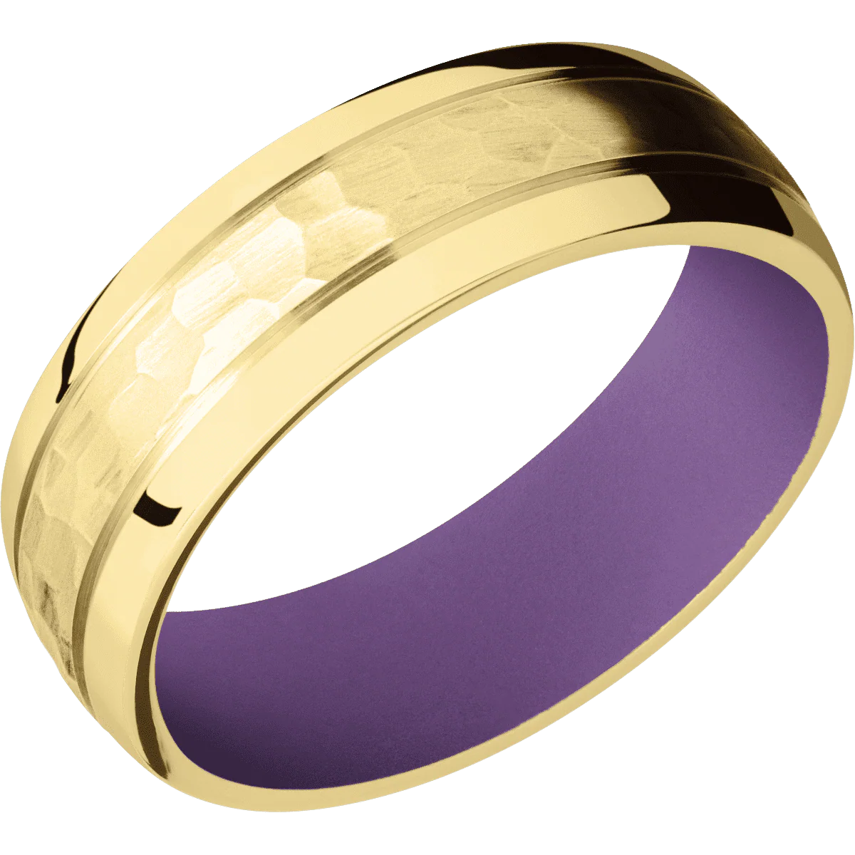 10K Yellow Gold + Hammer , Polish Finish + Wild Purple - Image 2