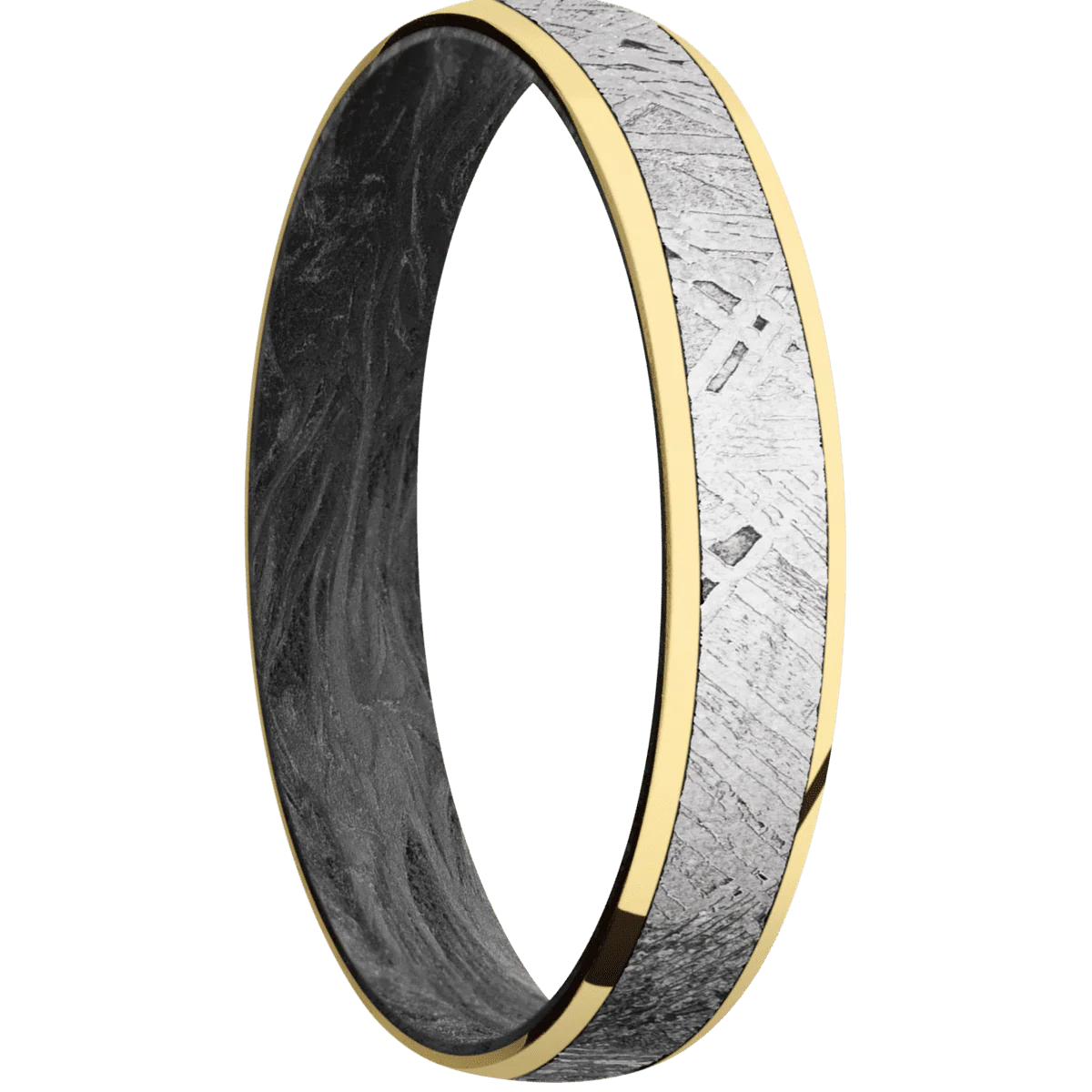10K Yellow Gold + Polish Finish + Forged Carbon Fiber