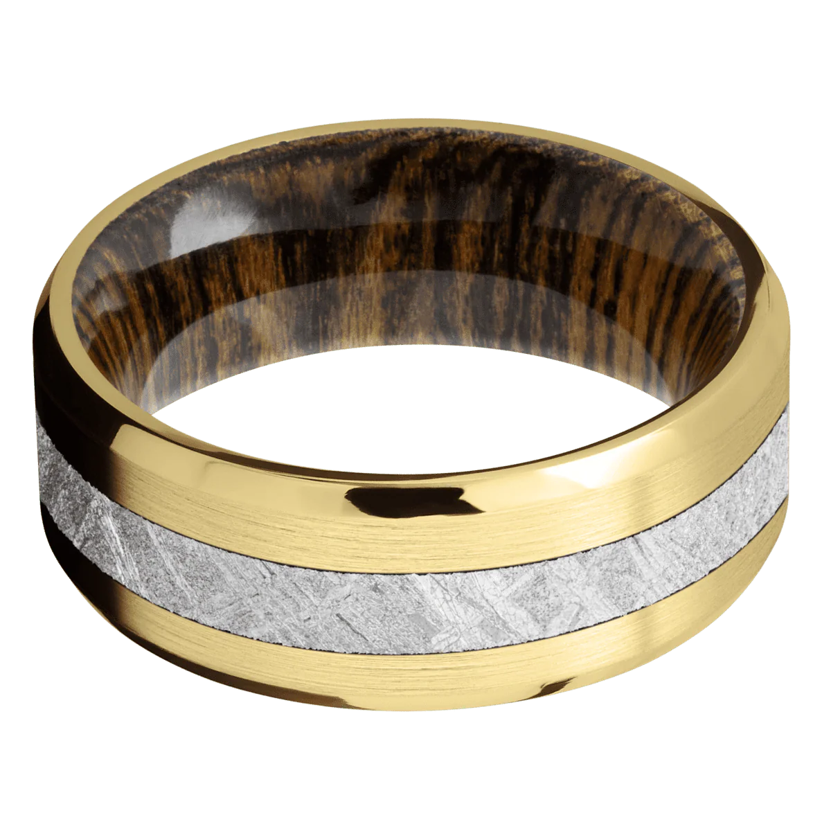 10K Yellow Gold + Satin , Polish Finish + Bocote - Image 3