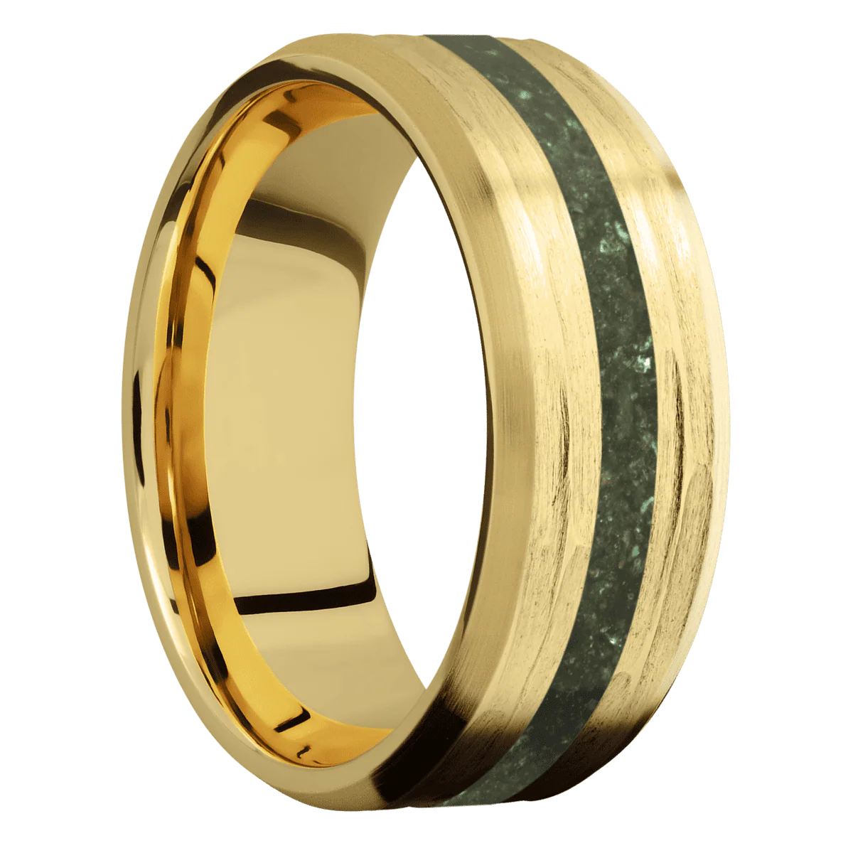 10K Yellow Gold + Treebarkh , Satin Finish