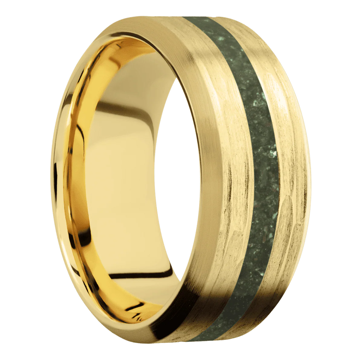10K Yellow Gold + Treebarkh , Satin Finish