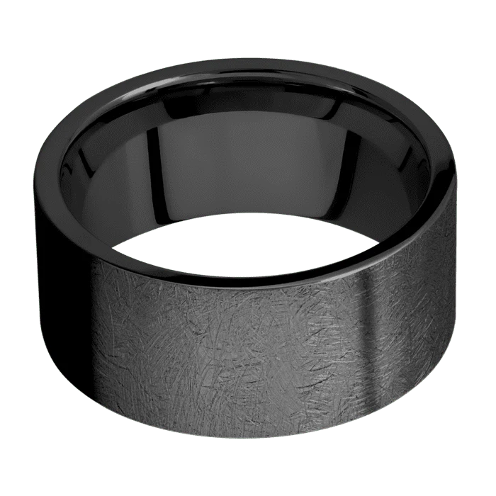 10mm wide Flat Black Titanium Ring with Distressed Finish - Image 3