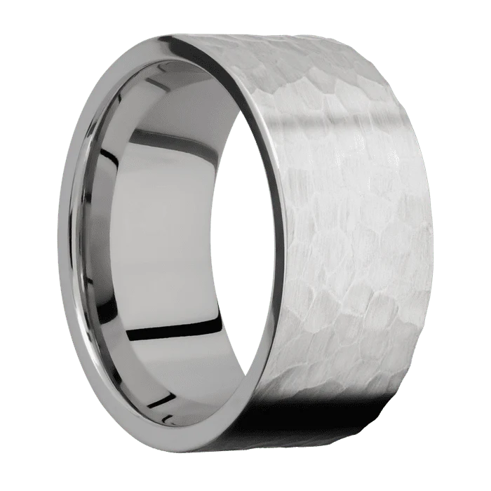 10mm wide Flat Titanium Ring with Hammer Finish - Image 2