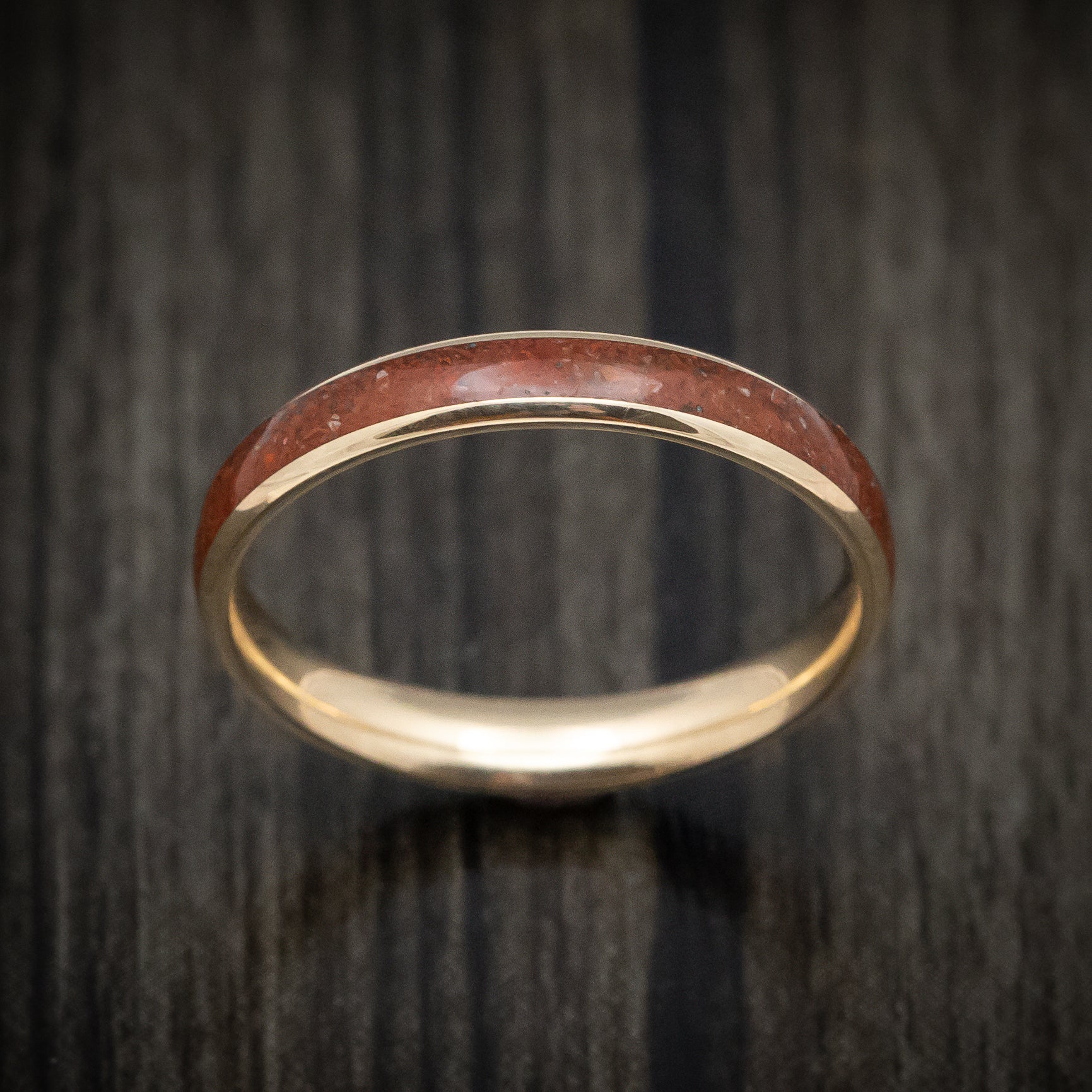 Yellow Gold and Dinosaur Bone Men's Ring Custom Made - Image 2