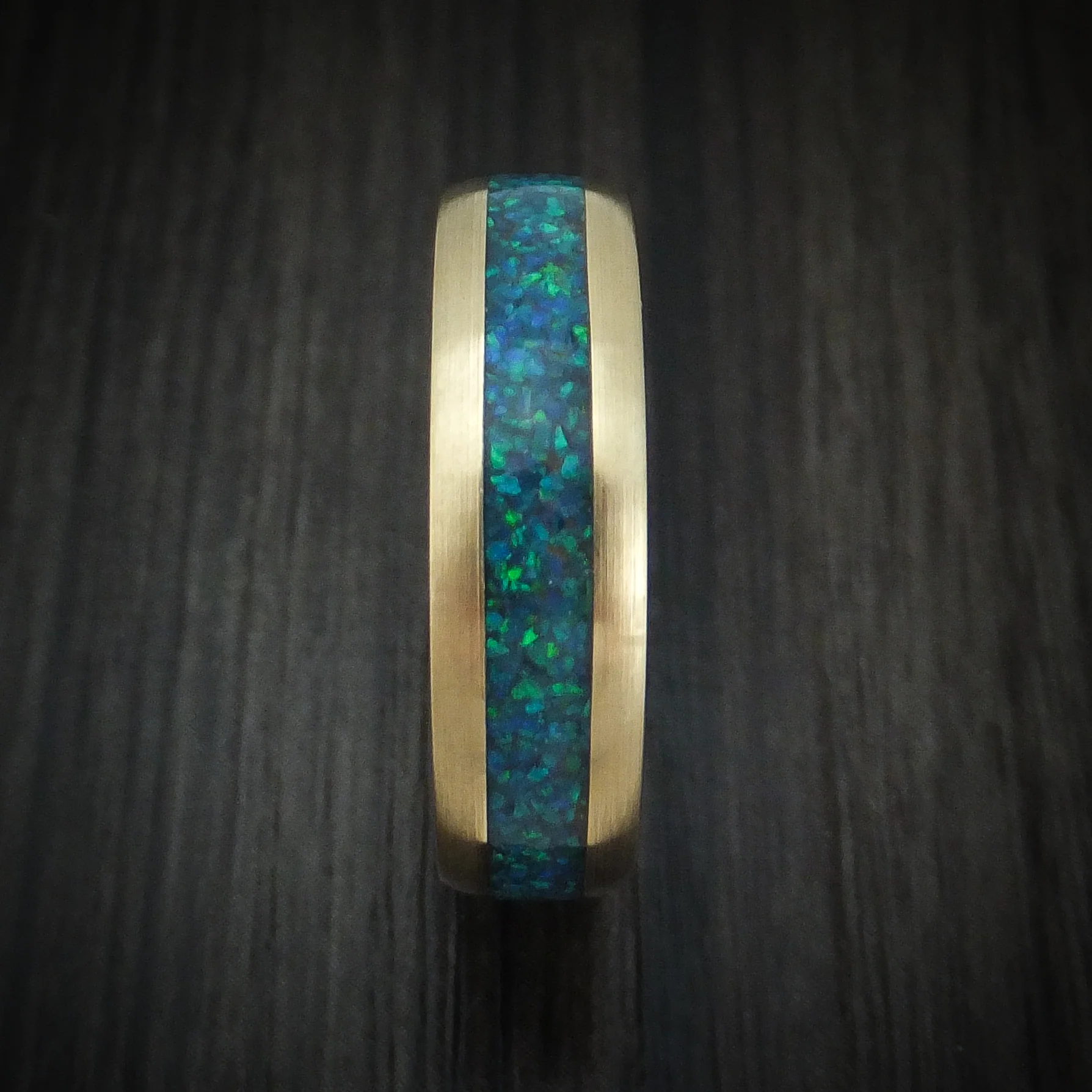 Yellow Gold and Opal Custom Made Men's Band - Image 3