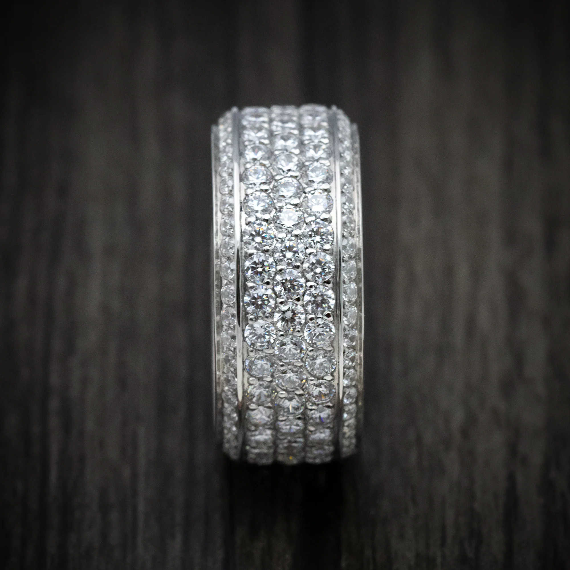 14K Gold Men's Ring with Eternity Lab Diamonds Custom Made Band - Image 3