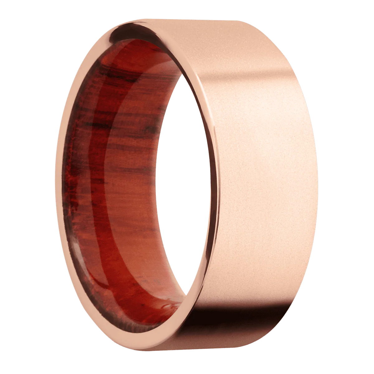 14K Rose Gold + Bead Finish + Padauk