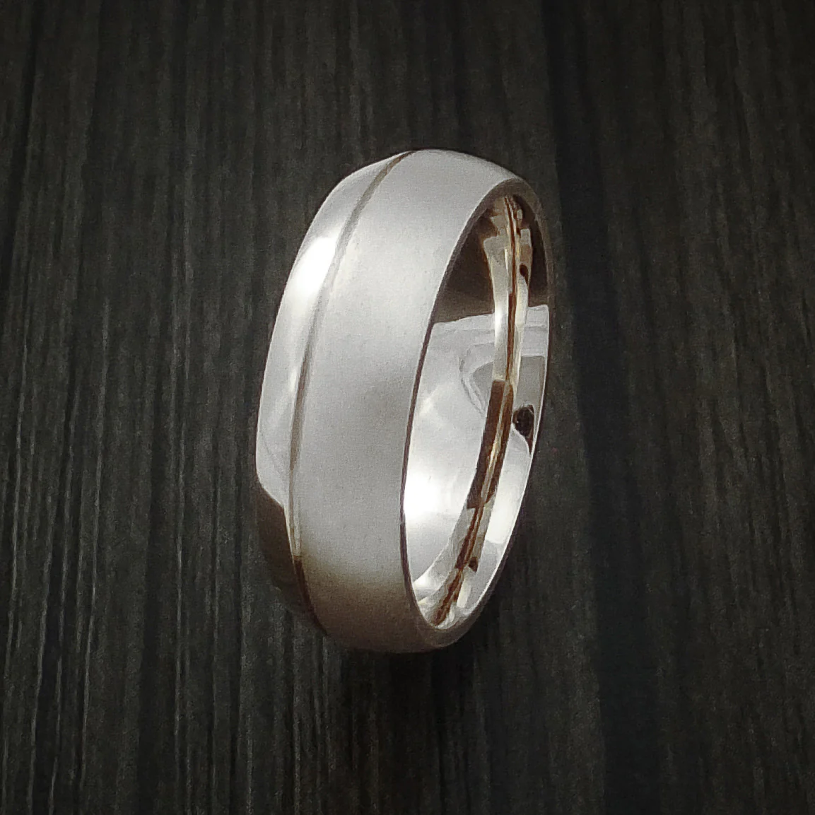 14K Rose Gold Classic Style Band with Two-Tone Finish Custom Made Men's Ring - Image 12