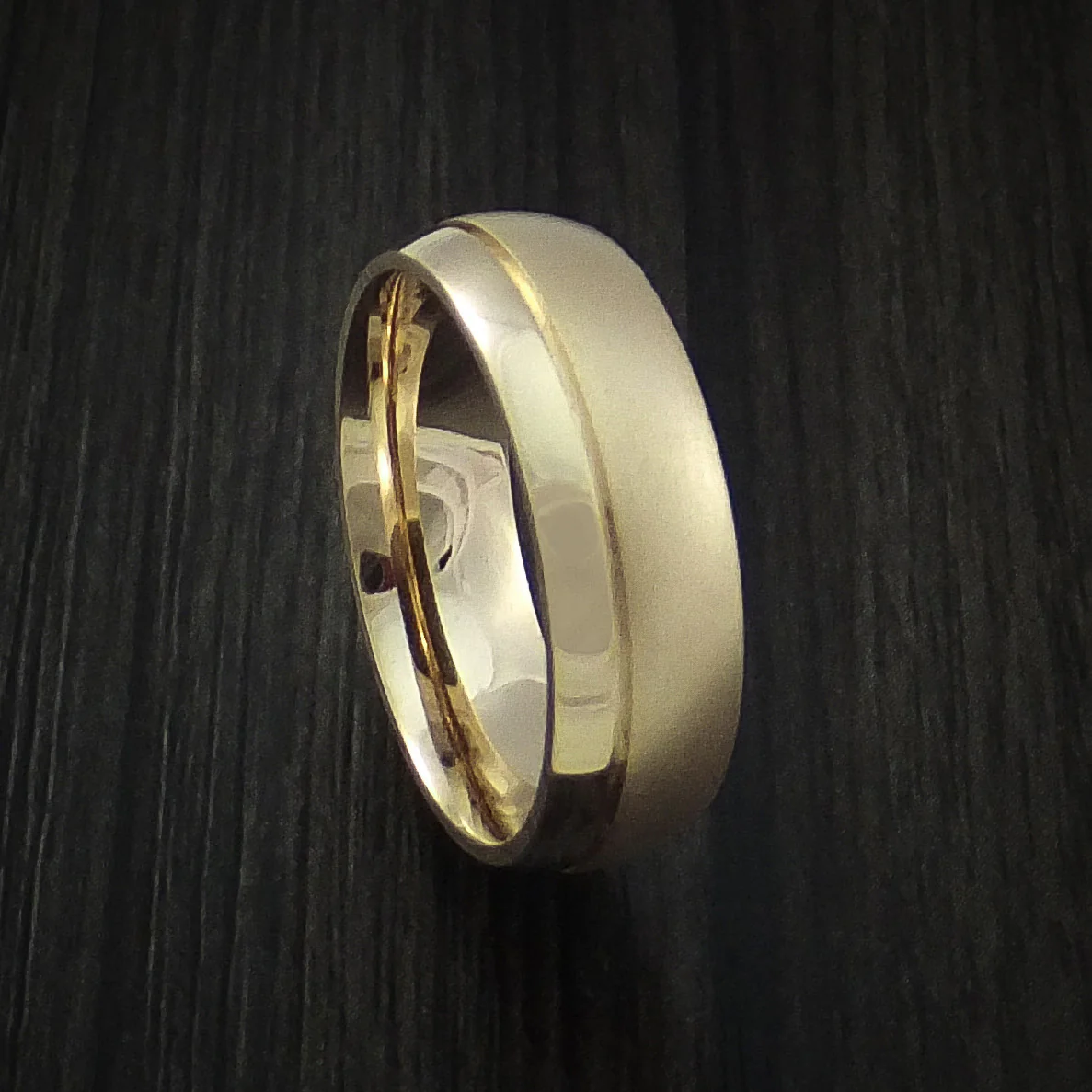 14K Rose Gold Classic Style Band with Two-Tone Finish Custom Made Men's Ring - Image 5