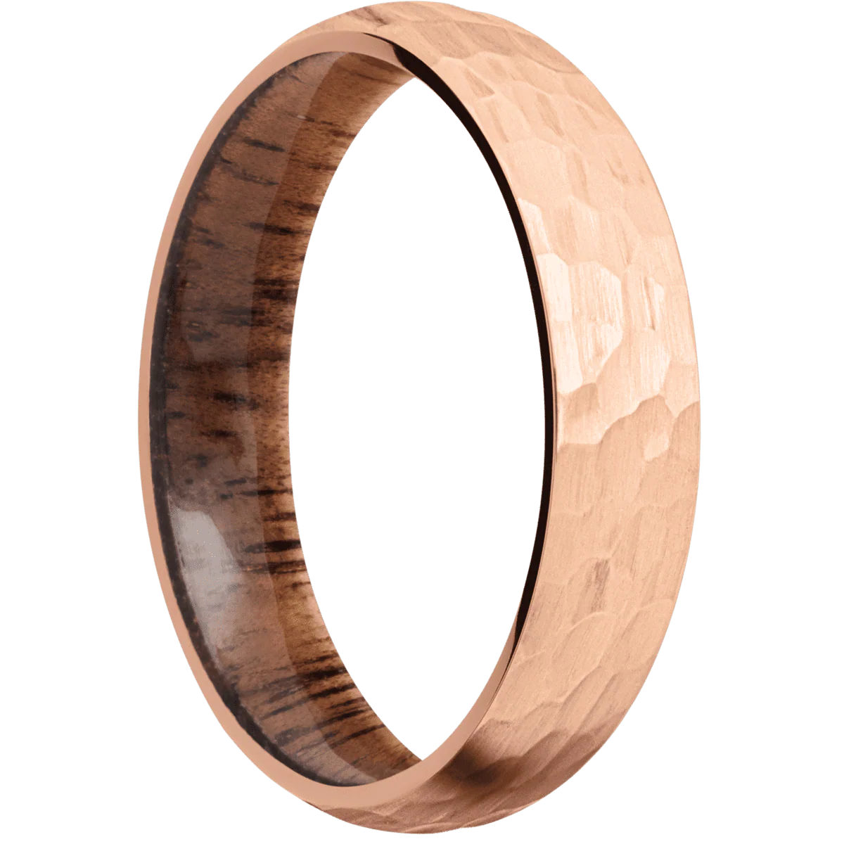 14K Rose Gold + Hammer Finish + Koa