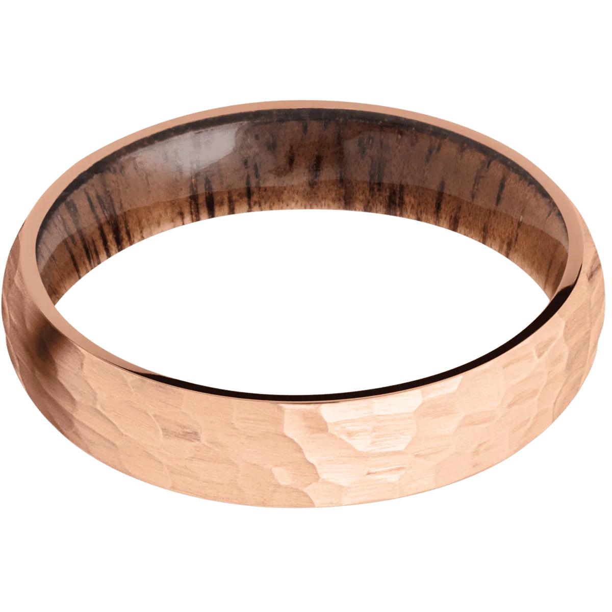 14K Rose Gold + Hammer Finish + Koa - Image 3