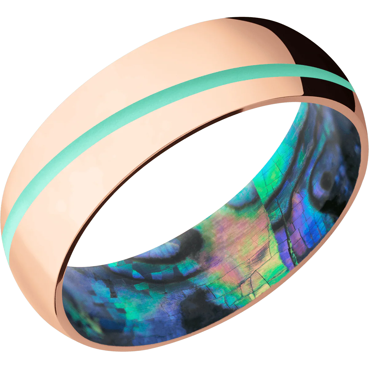 14K Rose Gold + Polish Finish + Abalone - Image 2