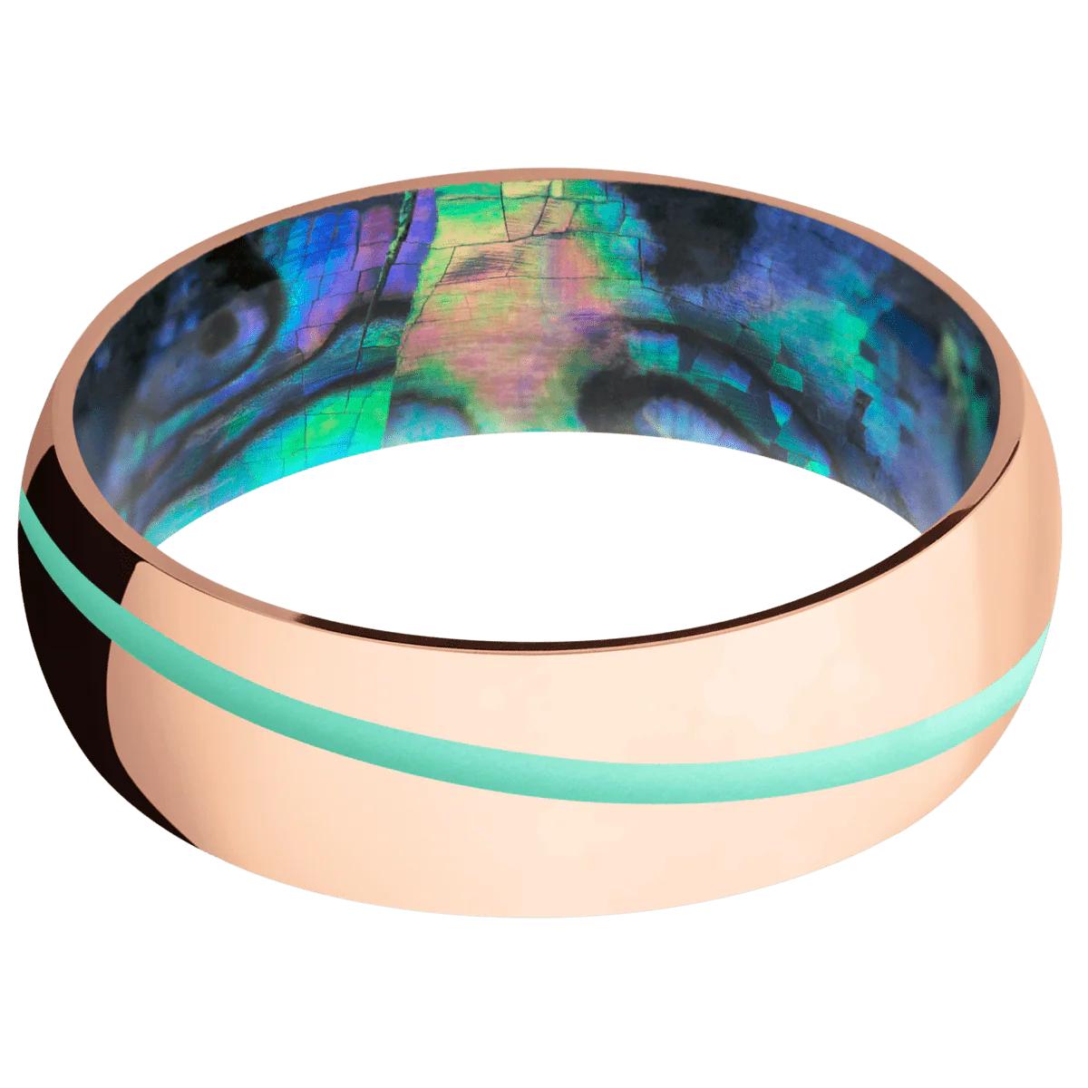 14K Rose Gold + Polish Finish + Abalone - Image 3