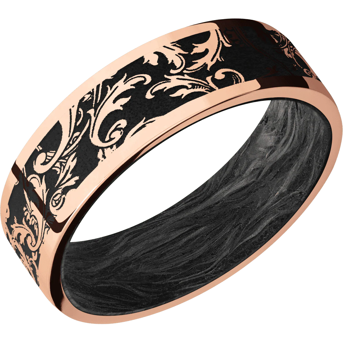 14K Rose Gold + Polish Finish + Forged Carbon Fiber - Image 2