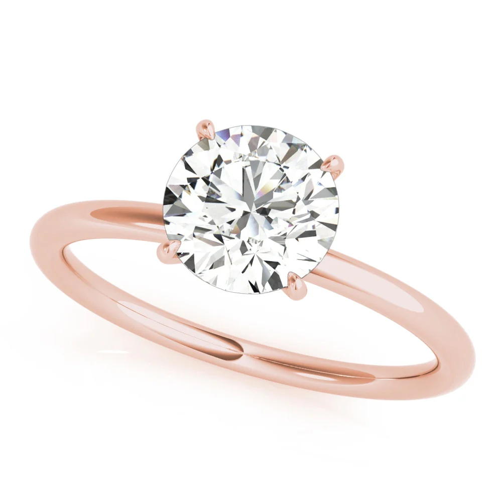 14K Rose Gold Round Diamond Engagement Ring