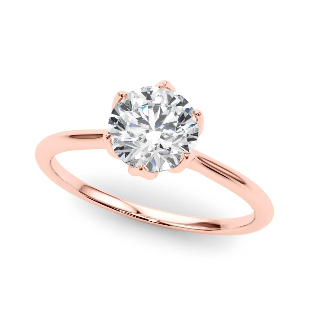 14K Rose Gold Round Diamond Solitaire Engagement Ring