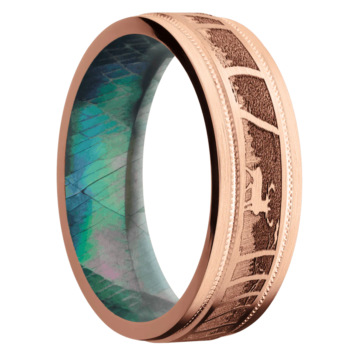14K Rose Gold + Satin , Satin Finish + Black Mother of Pearl
