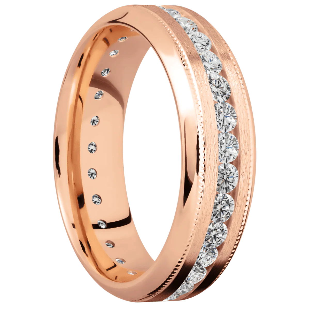 14K Rose Gold + Stone , Polish Finish