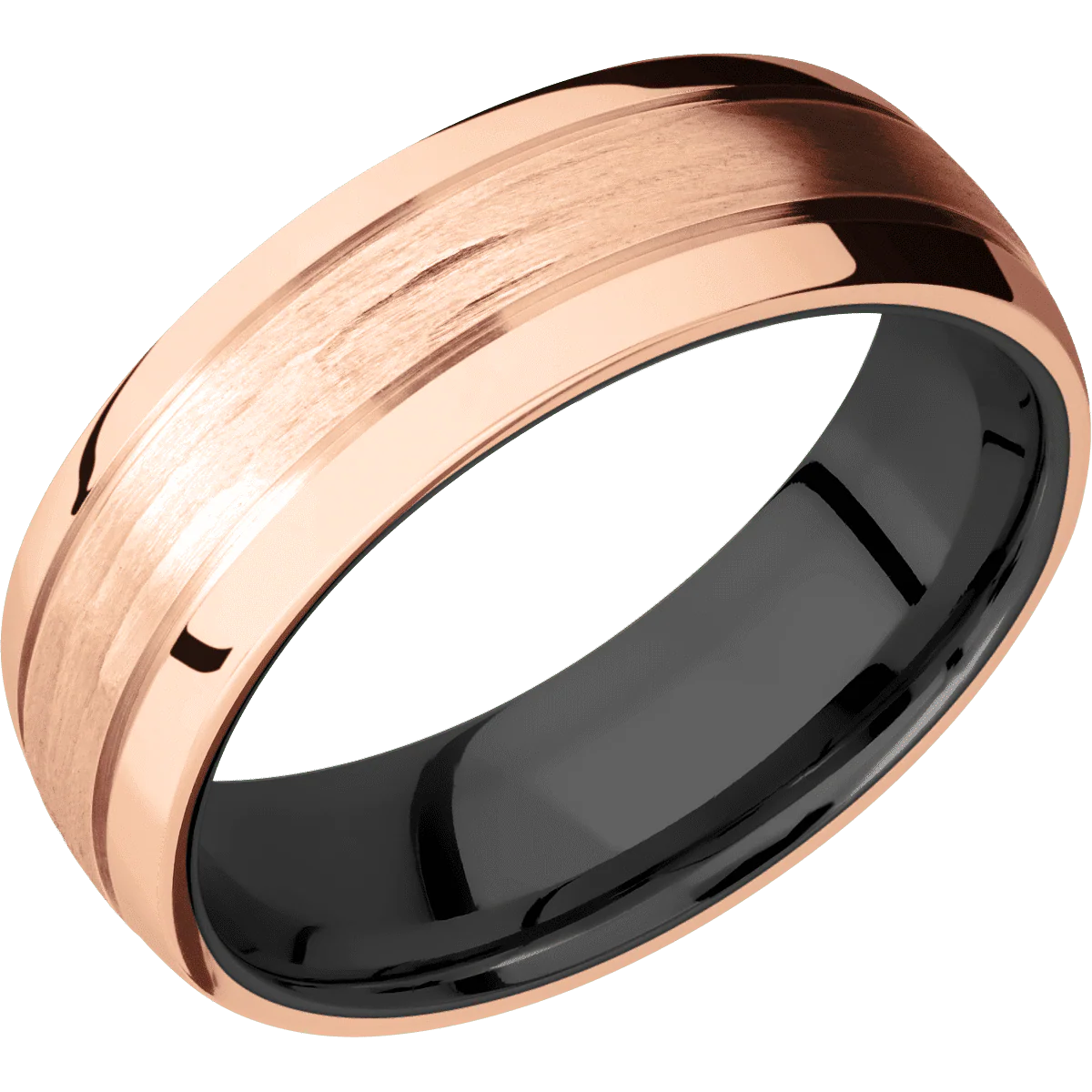 14K Rose Gold + Treebarkh , Polish Finish + Zirconium - Image 2