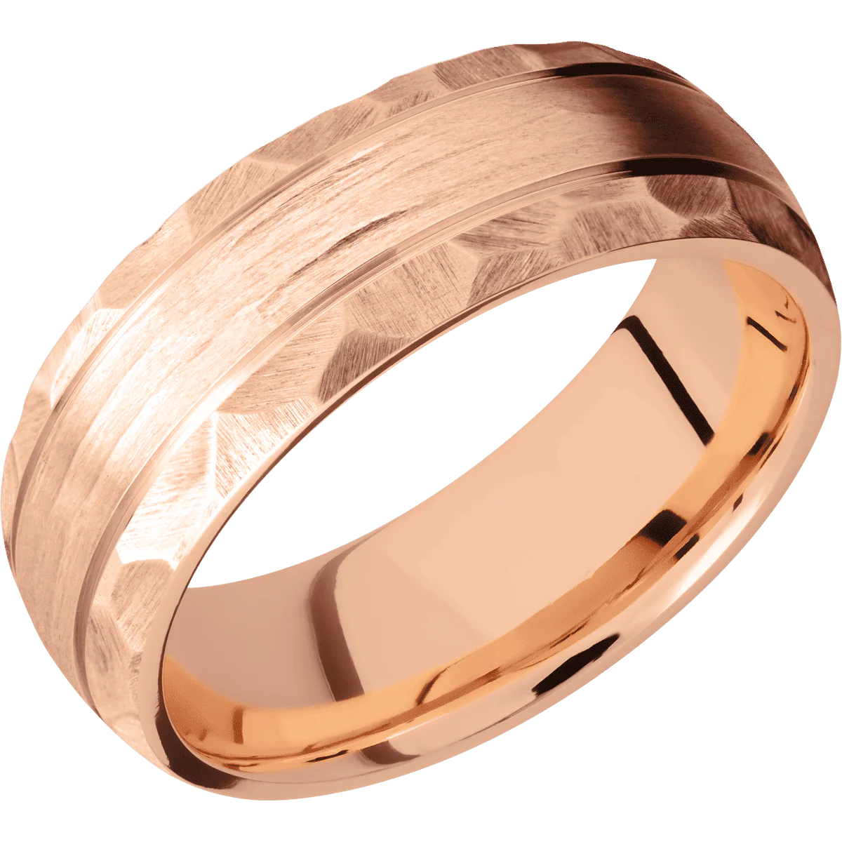 14K Rose Gold + Treebarkh , Rock Finish - Image 2