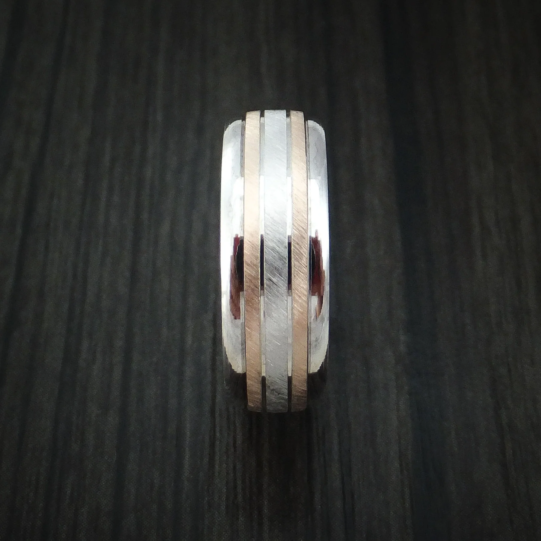 14k White and Rose Gold Men's Band Custom Made - Image 3