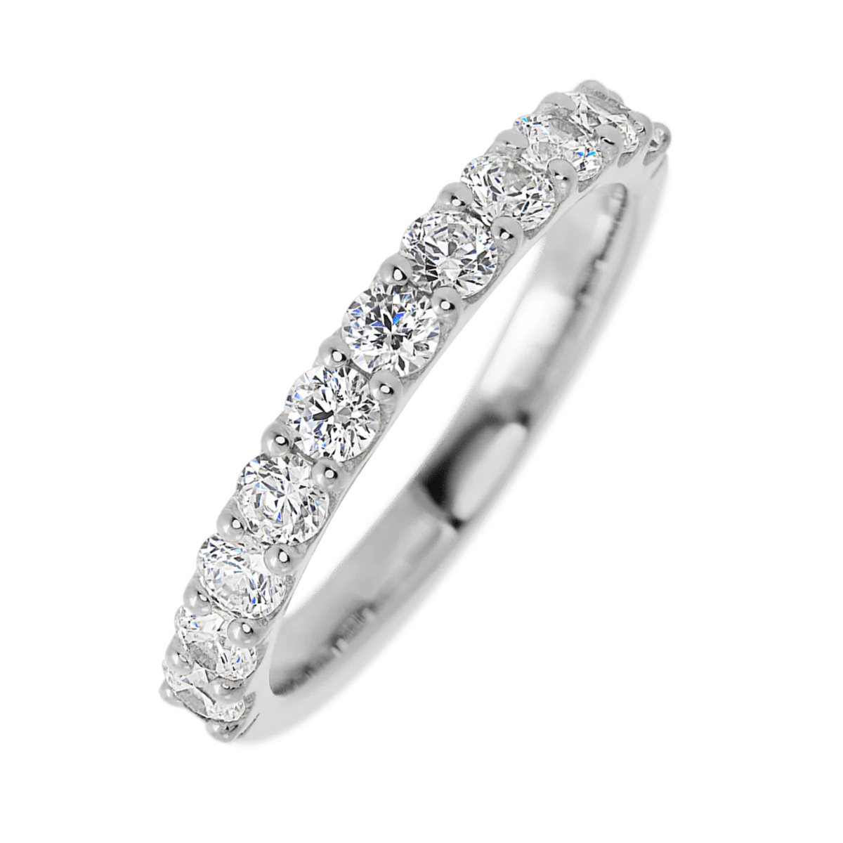 14K White Gold band with 11 Round Lab Grown Diamond having TCW-.77