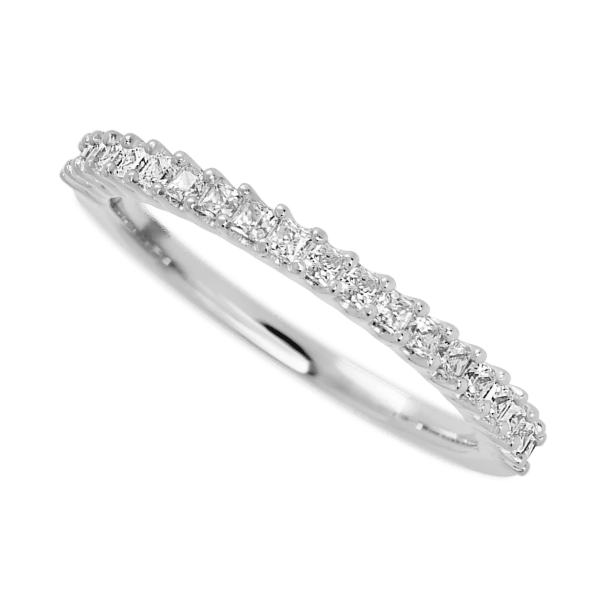 14K White Gold band with 21 Princess Lab Grown Diamond having TCW-.63 - Image 3