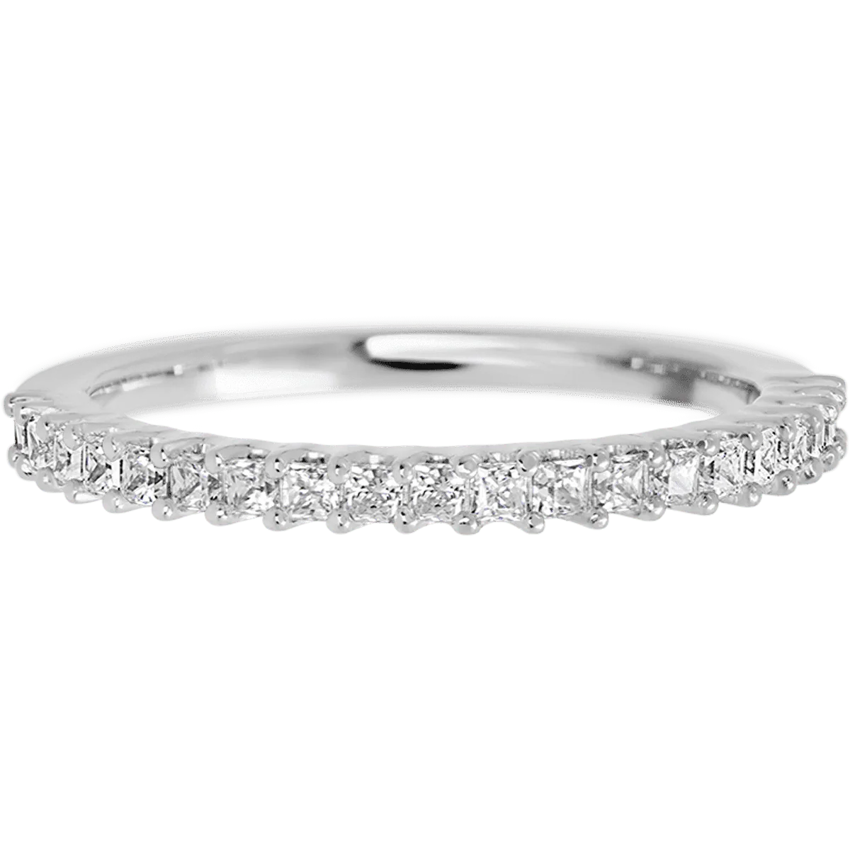 14K White Gold band with 21 Princess Lab Grown Diamond having TCW-.63 - Image 2