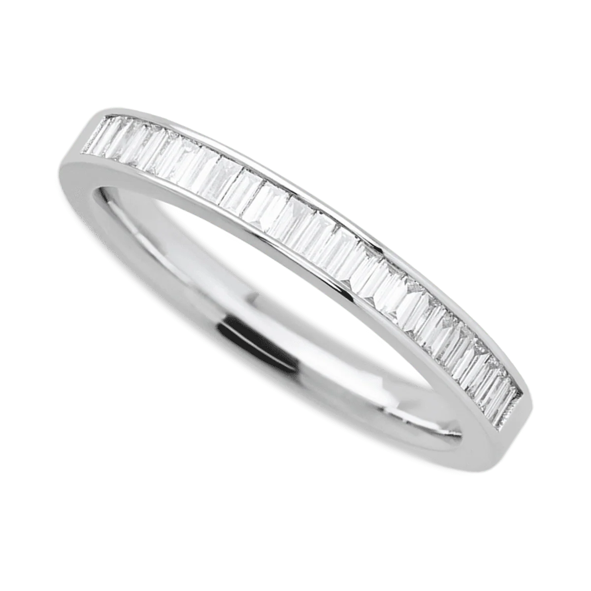 14K White Gold band with 31 Baguette Lab Grown Diamond having TCW-.62 - Image 3