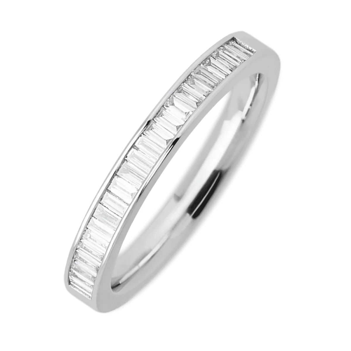 14K White Gold band with 31 Baguette Lab Grown Diamond having TCW-.62
