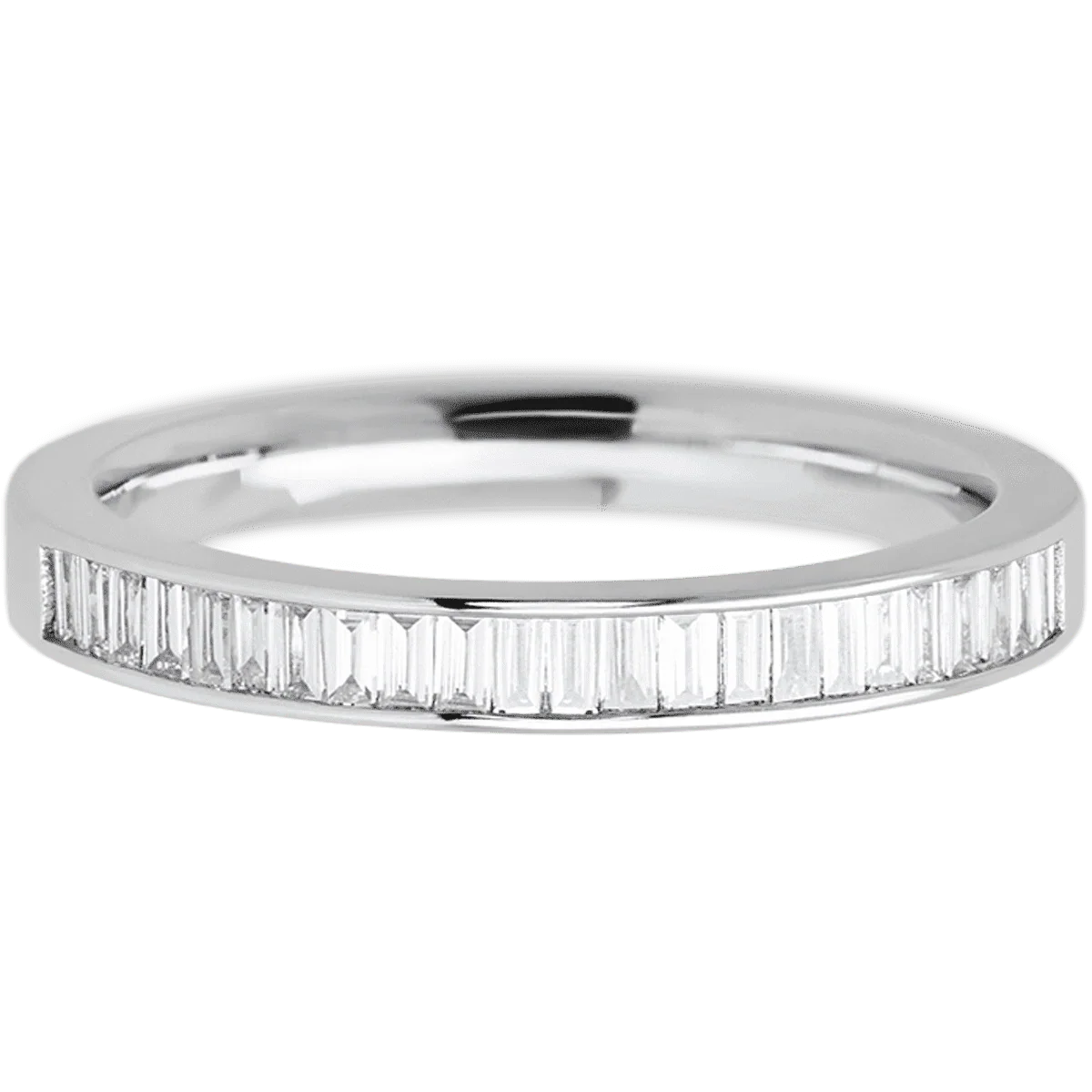 14K White Gold band with 31 Baguette Lab Grown Diamond having TCW-.62 - Image 2