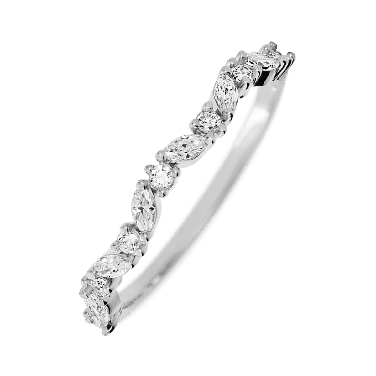 14K White Gold band with 8 Round and 7 Marquise Lab Grown Diamond having TCW-.33