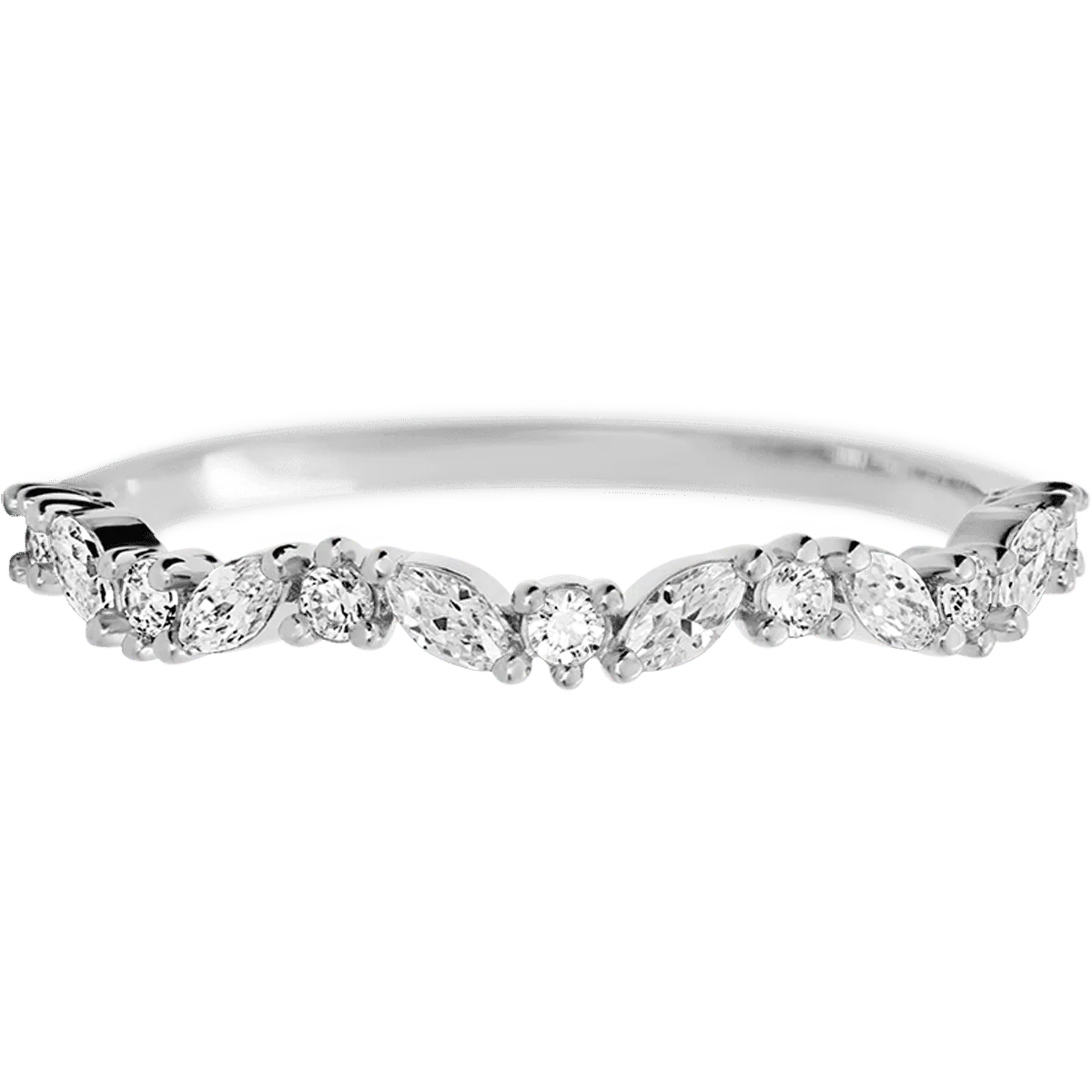 14K White Gold band with 8 Round and 7 Marquise Lab Grown Diamond having TCW-.33 - Image 2