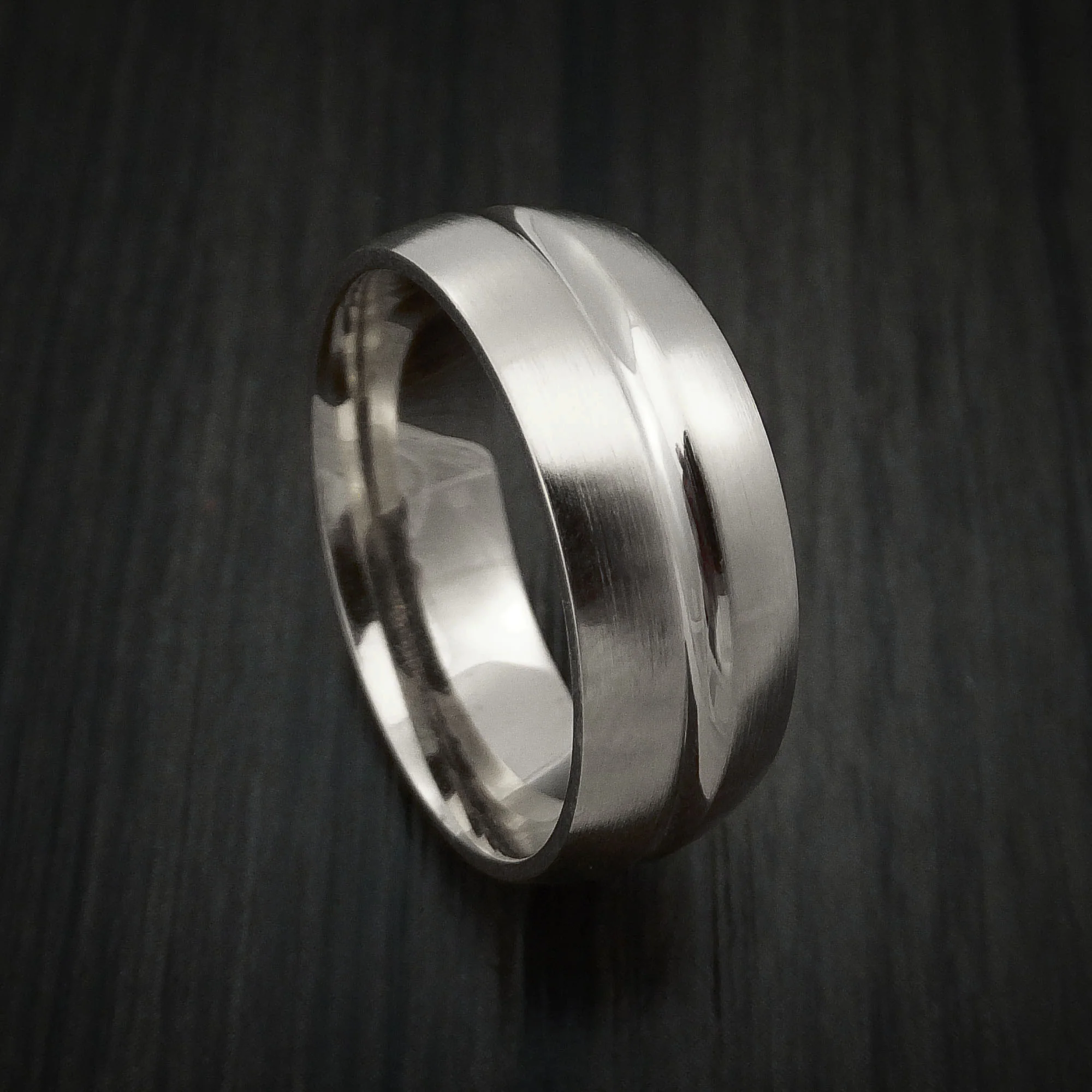 White Gold Classic Style Wedding Men's Band Custom Made
