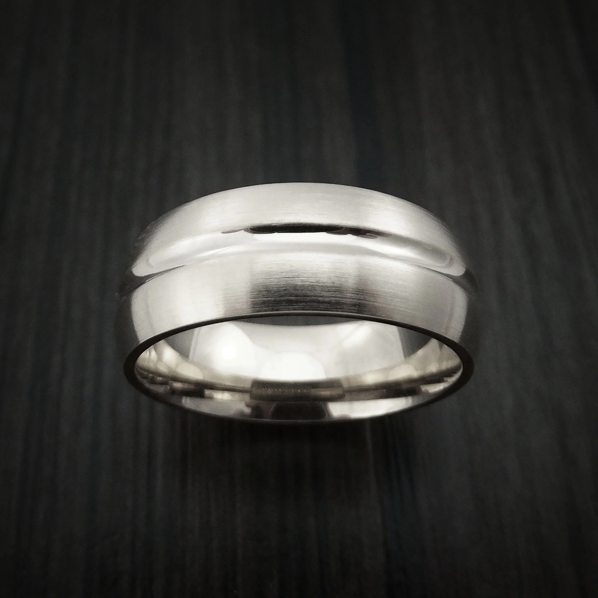 White Gold Classic Style Wedding Men's Band Custom Made - Image 2