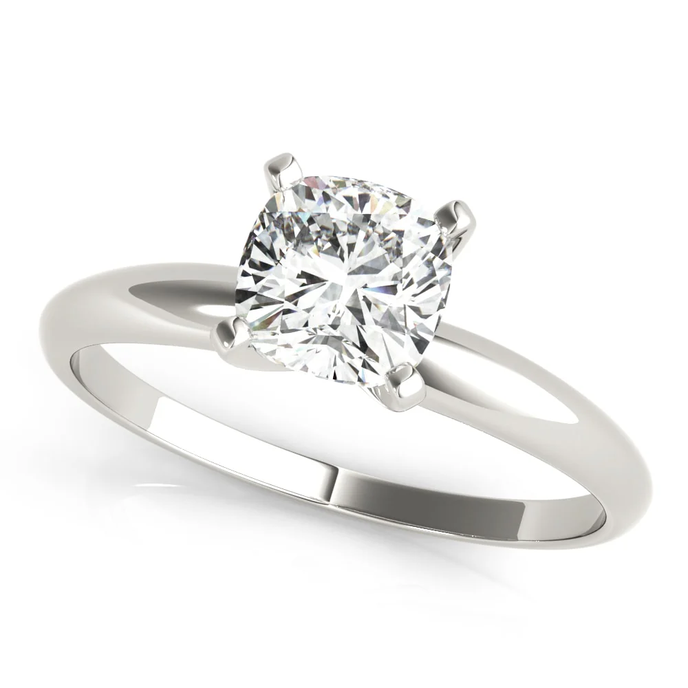 14K White Gold Cushion Cut Engagement Ring Semi-Mount