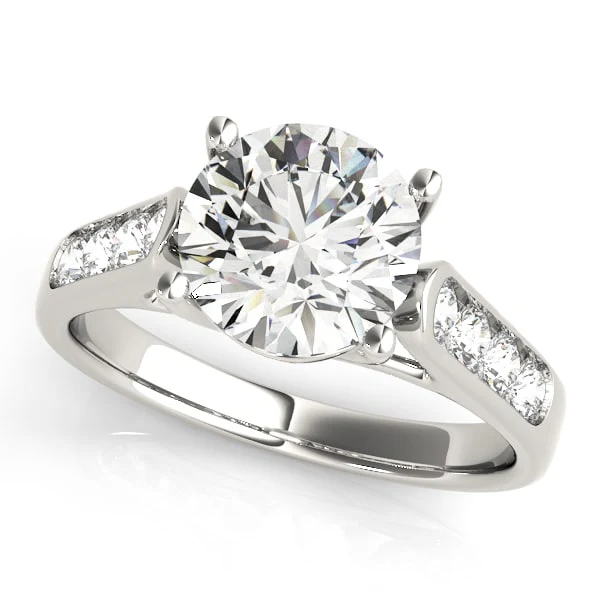 14K White Gold Diamond Engagement Ring - Trellis Setting