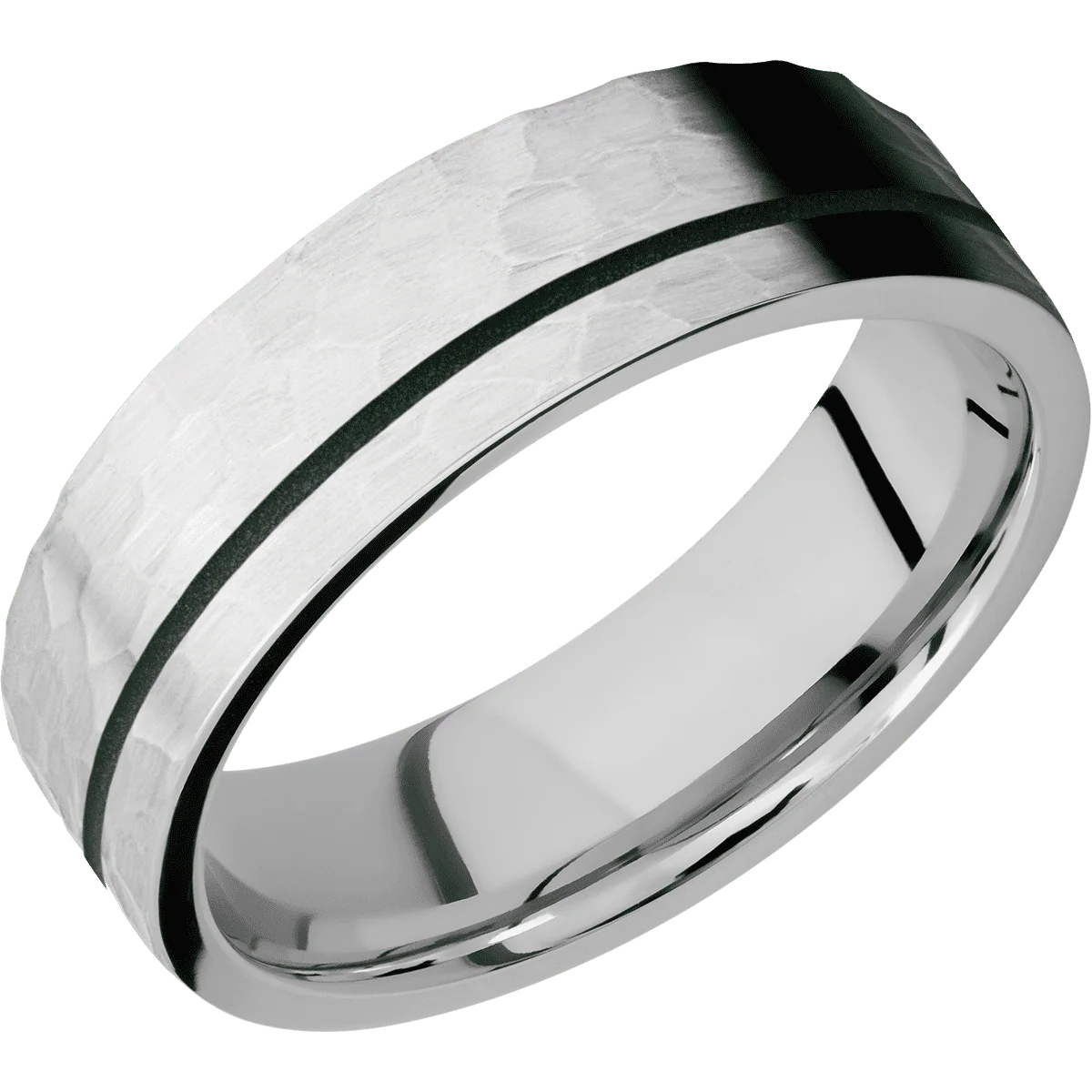14K White Gold + Hammer , Hammer Finish - Image 2