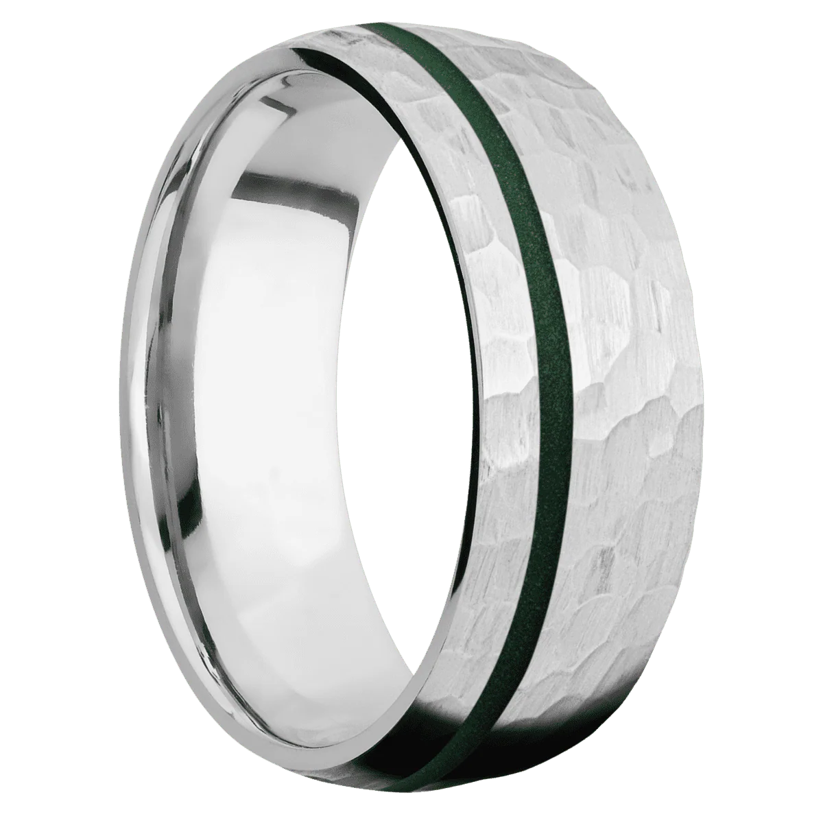 14K White Gold + Hammer , Hammer Finish