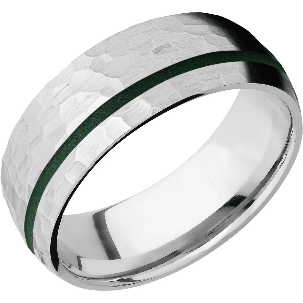 14K White Gold + Hammer , Hammer Finish - Image 2