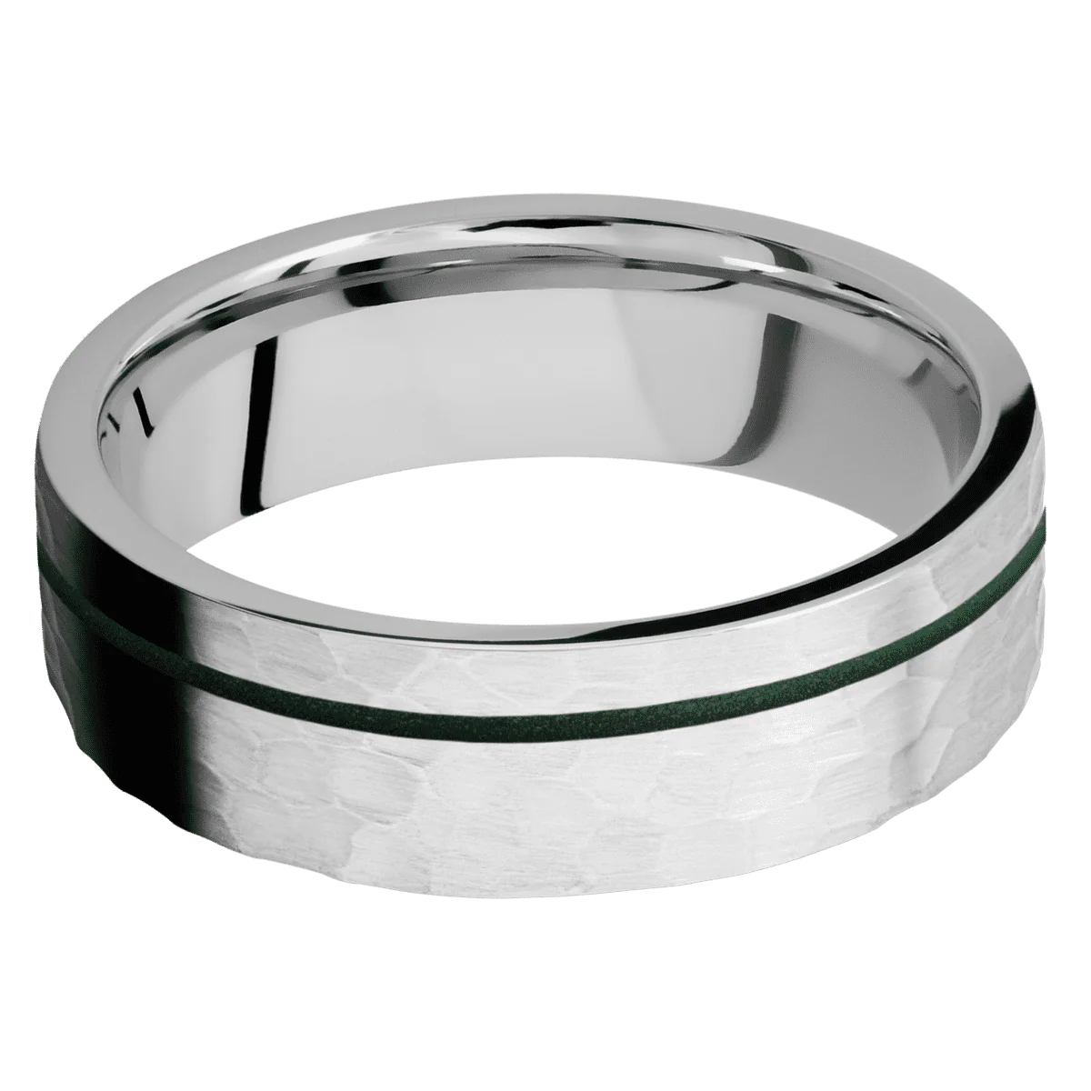 14K White Gold + Hammer , Hammer Finish - Image 3