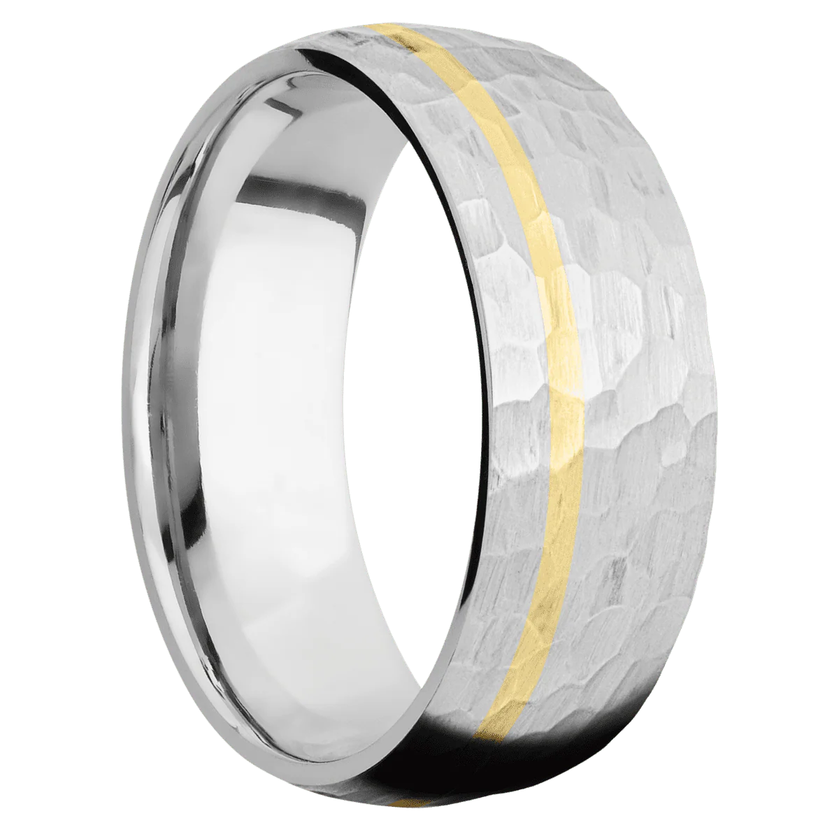 14K White Gold + Hammer , Hammer Finish