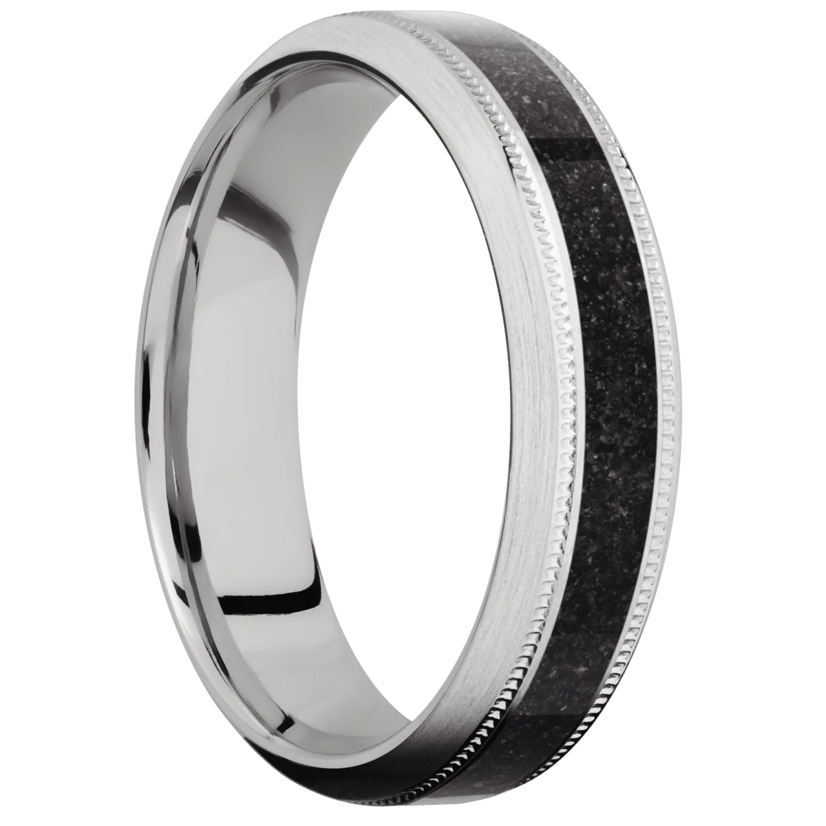 14K White Gold + Hammer , Satin Finish